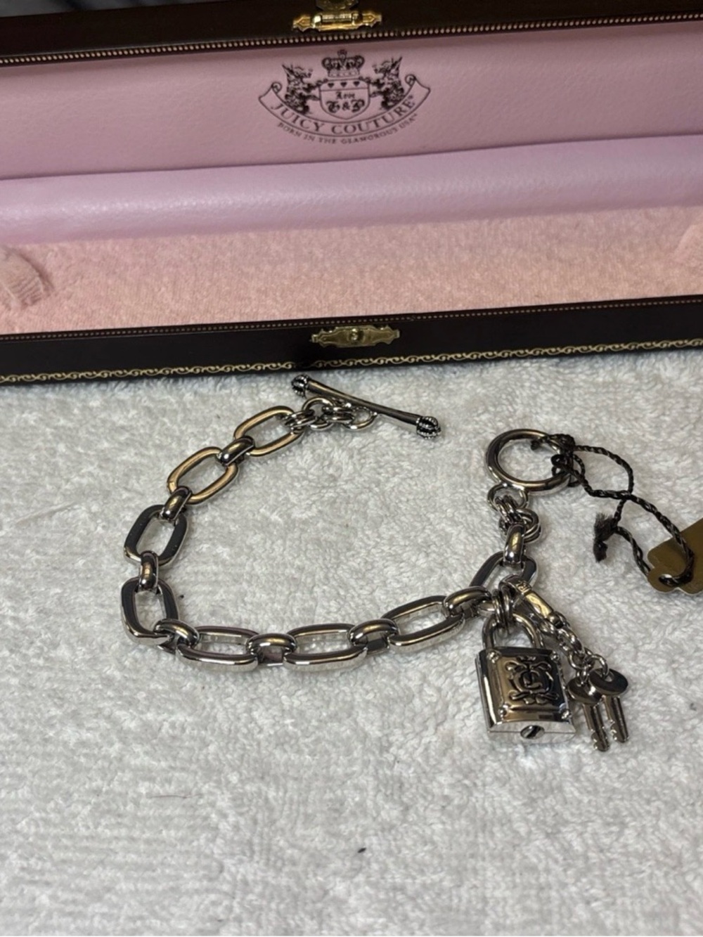 Juicy Couture Vintage silver lock and key bracelet
